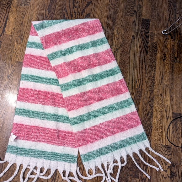 Shiraleah Accessories - Shiraleah Pink, Green & White Striped Fringe Scarf